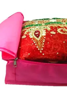 Atorakushon  Non woven Fabric Saree Cover Blouse Cover Garments Storage Bag Wardrobe Organiser Pack of 10 (Pink)