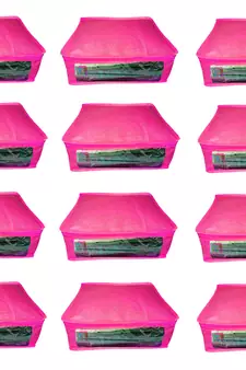 Atorakushon  Non woven Fabric Saree Cover Blouse Cover Garments Storage Bag Wardrobe Organiser Pack of 12 (Pink)