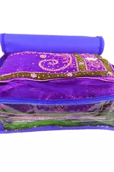 Atorakushon  Non woven Fabric Saree Cover Blouse Cover Garments Storage Bag Wardrobe Organiser Pack of 2 (Blue)