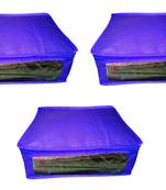 Atorakushon  Non woven Fabric Saree Cover Blouse Cover Garments Storage Bag Wardrobe Organiser Pack of 3 (Blue)