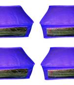 Atorakushon  Non woven Fabric Saree Cover Blouse Cover Garments Storage Bag Wardrobe Organiser Pack of4(Blue)