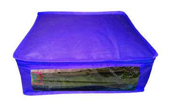 Atorakushon  Non woven Fabric Saree Cover Blouse Cover Garments Storage Bag Wardrobe Organiser Pack of 5 (Blue) 2