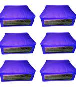 Atorakushon  Non woven Fabric Saree Cover Blouse Cover Garments Storage Bag Wardrobe Organiser Pack of 6 (Blue)