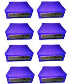 Atorakushon  Non woven Fabric Saree Cover Blouse Cover Garments Storage Bag Wardrobe Organiser Pack of 8 (Blue)