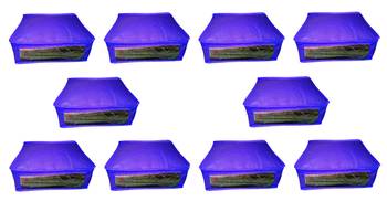 Atorakushon  Non woven Fabric Saree Cover Blouse Cover Garments Storage Bag Wardrobe Organiser Pack of 10 (Blue) 1