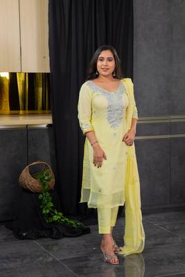 Yellow stone kota doria salwar 1