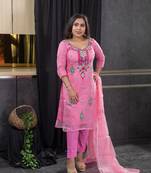 Pink thread embroidery kota doria salwar