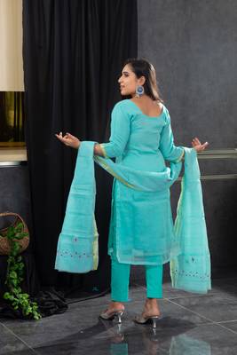 Sea-green thread embroidery kota doria salwar 3