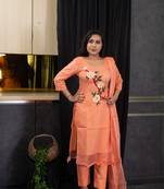 Orange thread embroidery kota doria salwar