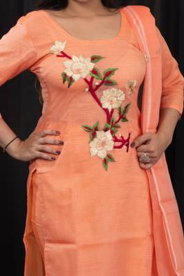 Orange thread embroidery kota doria salwar 2