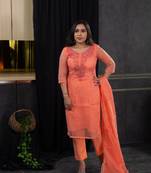 Orange thread embroidery kota doria salwar