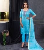 Blue thread embroidery kota doria salwar