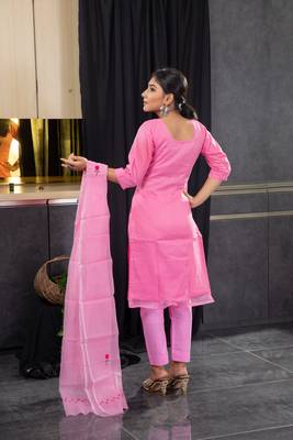 Pink thread embroidery kota doria salwar 3