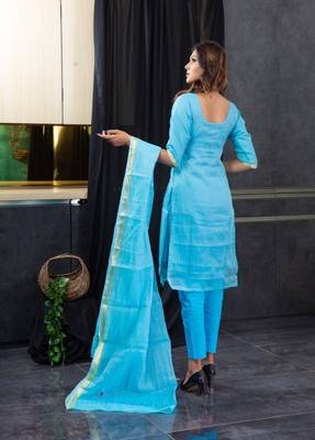 Blue thread embroidery kota doria salwar 3