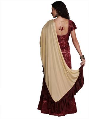 Maroon woven jacquard semi stitched lehenga 4