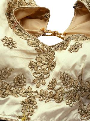 Beige embroidered Art Silk semi stitched lehenga 4