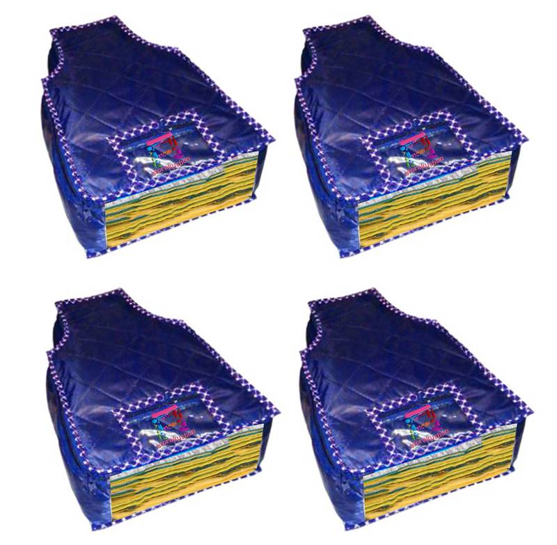 atorakushon   Parashute Fabric Blouse Cover Garments Wardrobe Organizer Pack of 4  (Blue)