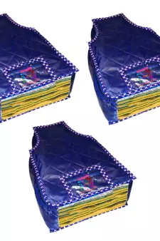 atorakushon   Parashute Fabric Blouse Cover Garments Wardrobe Organizer Pack of 3 (Blue)