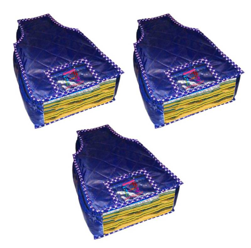 atorakushon   Parashute Fabric Blouse Cover Garments Wardrobe Organizer Pack of 3 (Blue)