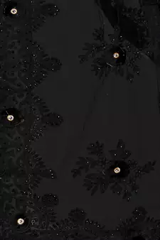 Black Embroidered Net Saree With Blouse