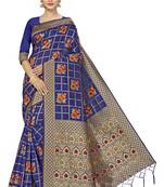 Navy Blue Woven  Art Silk Saree With Blouse
