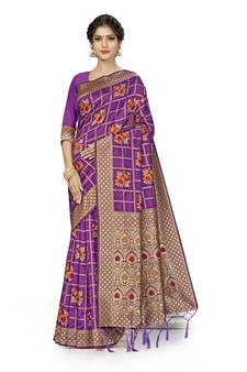 Purple Woven  Art Silk Saree With Blouse