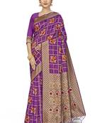 Purple Woven Art Silk Saree With Blouse