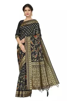 Black Woven  Art Silk Saree With Blouse