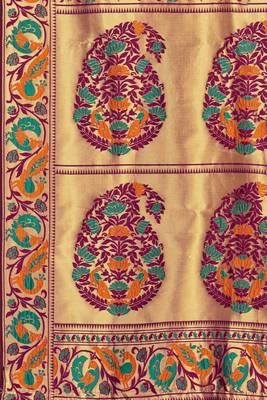 Purple woven banarasi silk saree with blouse 4
