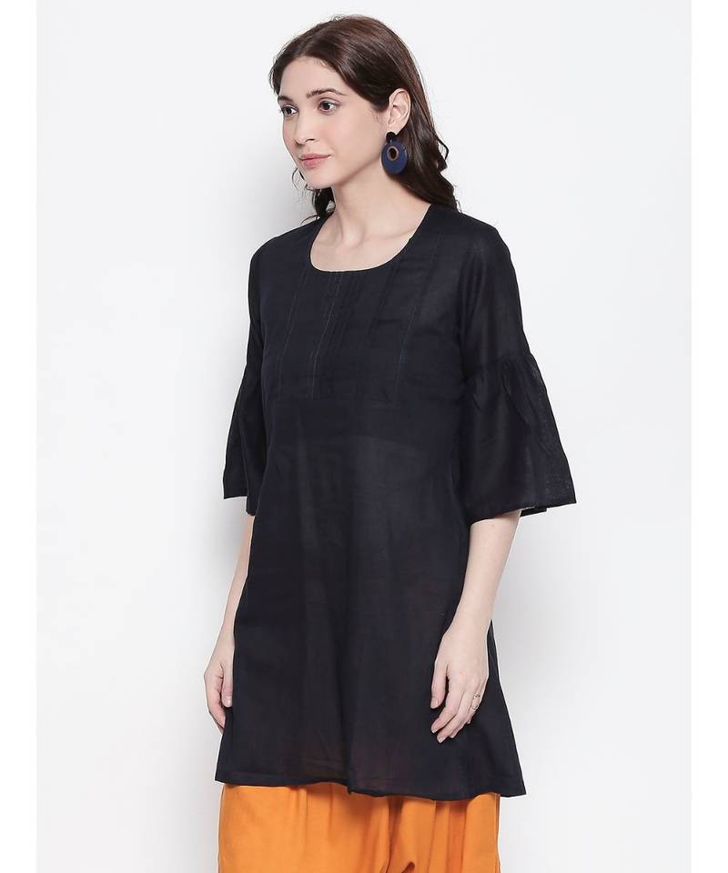 Black pleated short kurti