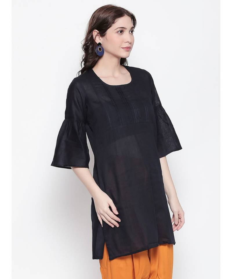 Black pleated short kurti