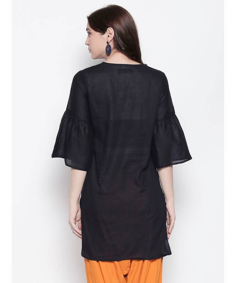Black pleated short kurti