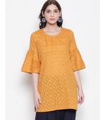 Ochre pleated short kurti