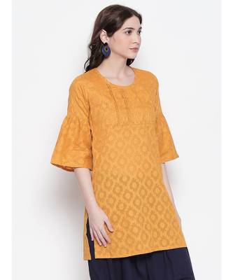 Ochre pleated short kurti 3