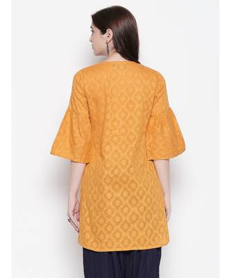 Ochre pleated short kurti 4