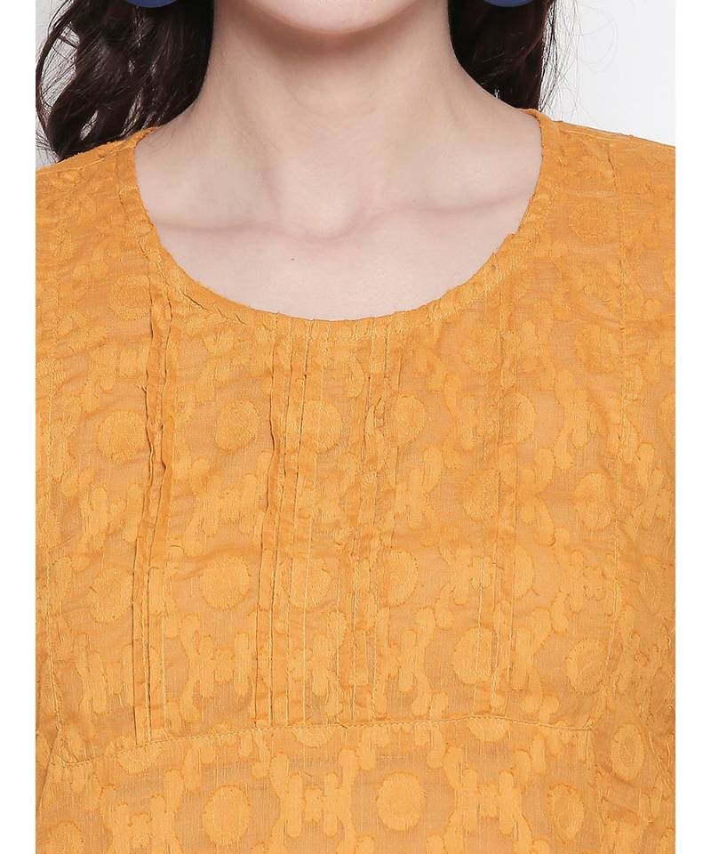 Ochre pleated short kurti