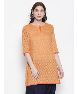 Ochre Jacquared short kurti 1