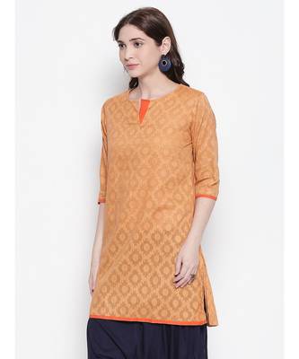 Ochre Jacquared short kurti 2
