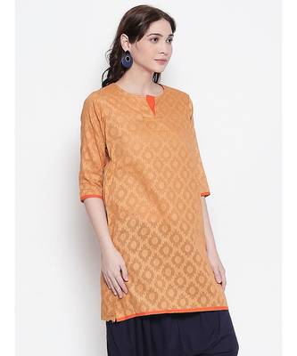 Ochre Jacquared short kurti 3