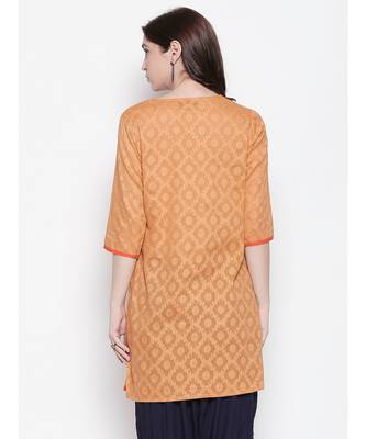 Ochre Jacquared short kurti 4