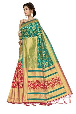 Red woven  Art Silk saree with blouse 2