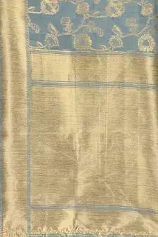 Grey Woven Art Silk Saree With Blouse