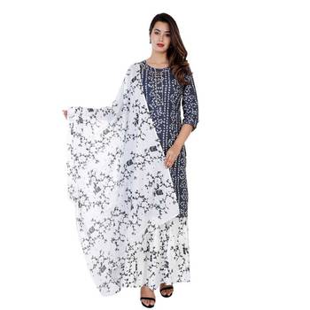 Women's rayon printed kurti with gota work and bottom printed skirt and duptta 1