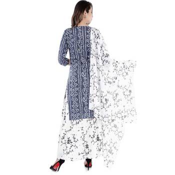 Women's rayon printed kurti with gota work and bottom printed skirt and duptta 2
