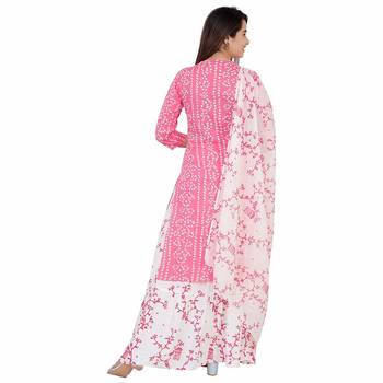 Women's rayon printed kurti with gota work and bottom printed skirt and duptta 2