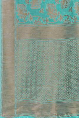 Blue Woven Art Silk Saree With Blouse 4