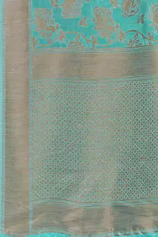Blue Woven Art Silk Saree With Blouse