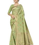 Green Woven Art Silk Saree With Blouse