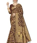 Brown Woven Art Silk Saree With Blouse