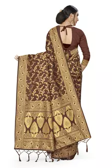 Brown Woven Art Silk Saree With Blouse